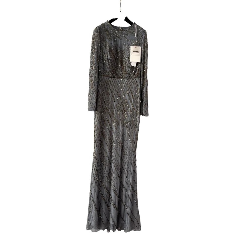 Mac Duggal Silver Long Sleeve Gown - Picture 3 of 3